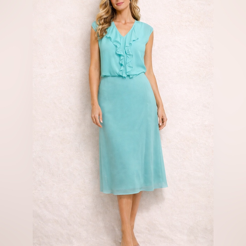 Danny & Nicole 2-Piece Skirt & Blouse Set Size 12 – Aqua Midi Skirt Matching
